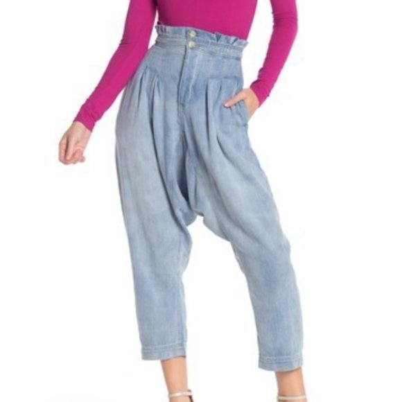 Free People Mover Shaker Paper Bag Jeans Sz 8/10 - Picture 5 of 5